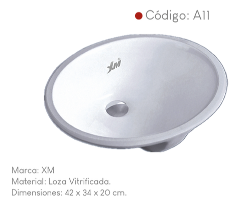 Ovalin de loza blanca para empotrar A11 XM